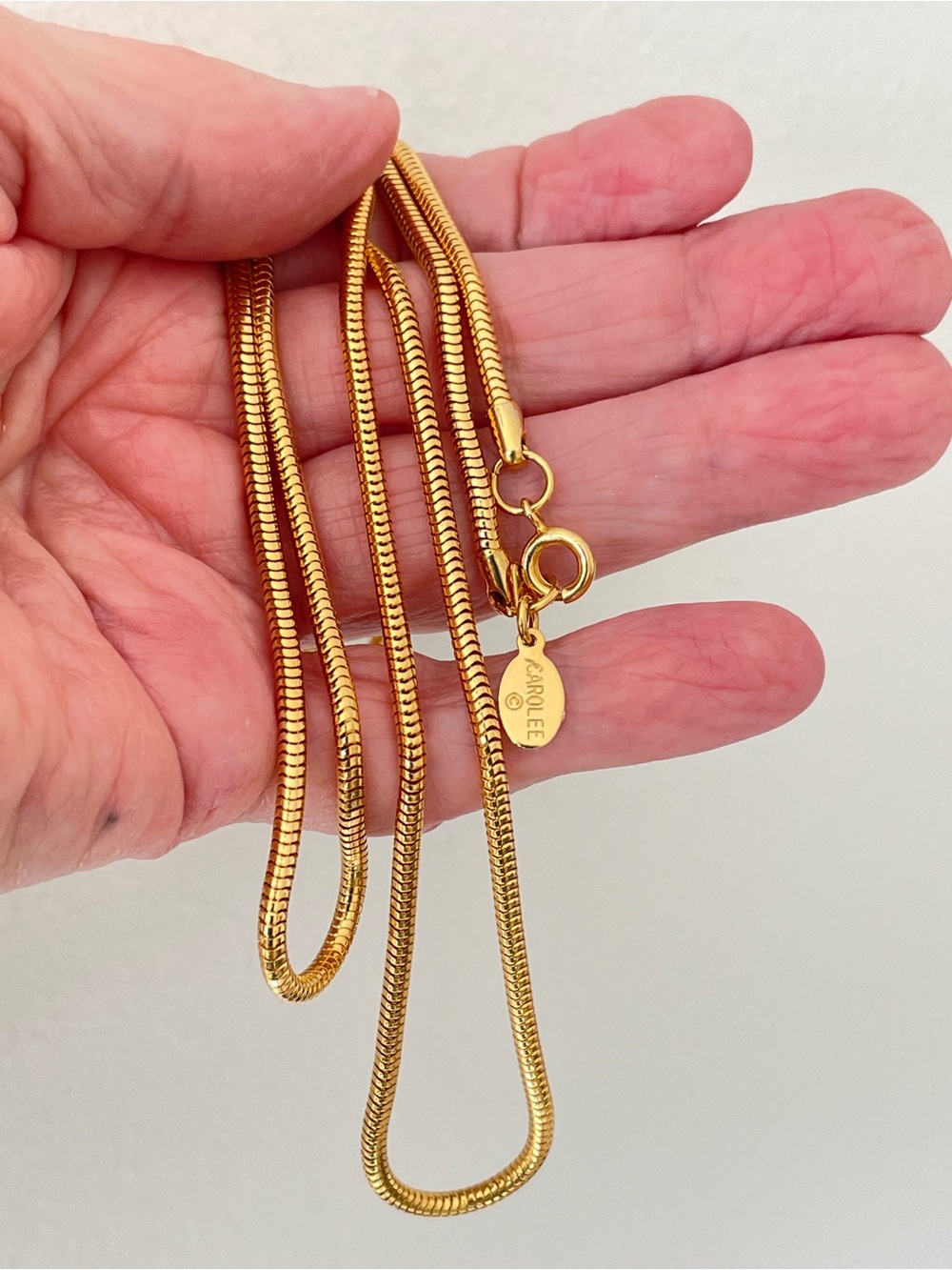 Vintage Carolee Gold-plated Serpentine Snake Chain Necklace Opera Length 37”